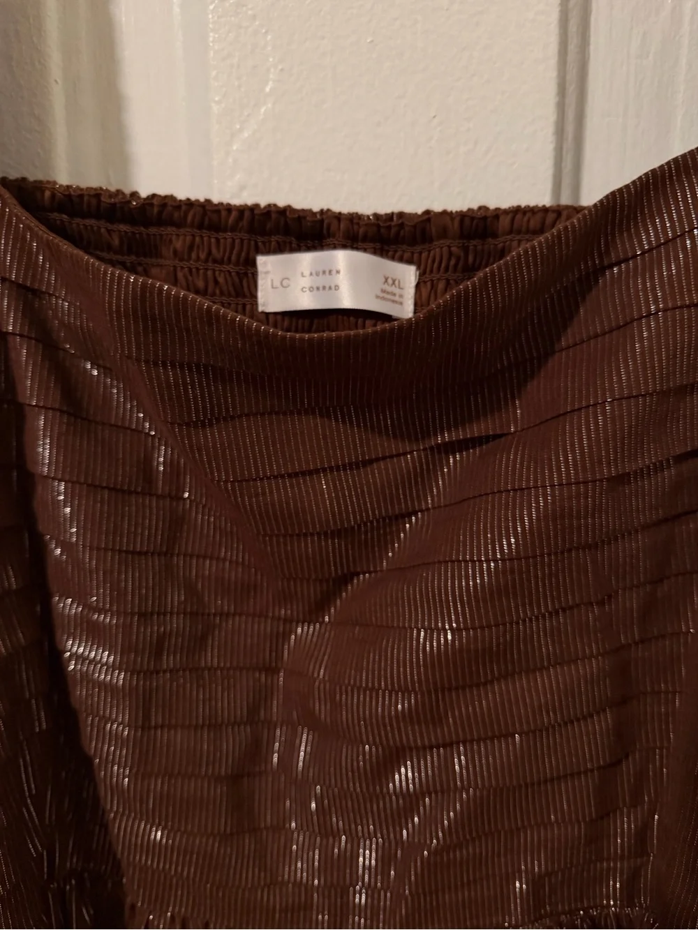 LC Lauren Conrad Chocolate Brown Puff-Sleeve Tiered Midi Dress - Picture 2 of 5